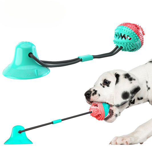 dog rope tug toy with bell and food dispensing ball