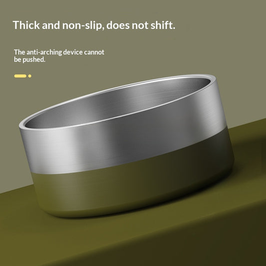 304 Stainless Steel Pet Bowl Cat Dog Drinking Feeding Non-Slip Anti-Tip Double Layer Stainless Steel Dog Bowl Cat Bowl