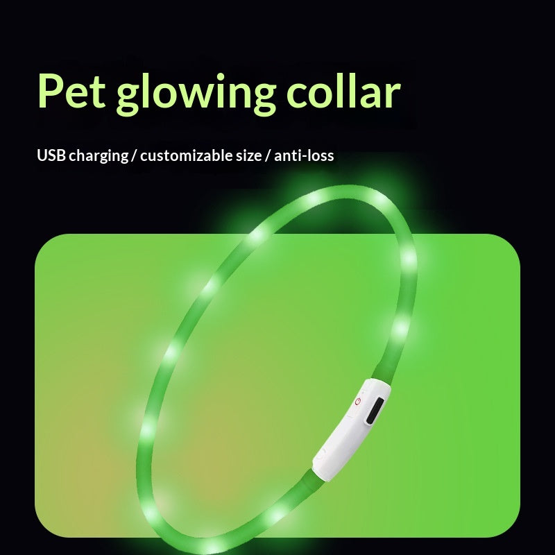 LED Light-Up Pet Collar Dog Leash Light-Up Collar USB Rechargeable Teddy Golden Retriever Dog Night Light Collar Flashing Neckband Pet Collar