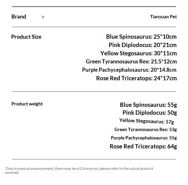 [Dinosaur Family Series Dog Toys] Plush Teddy Small and Medium-sized Dog Teething Sound Artifact