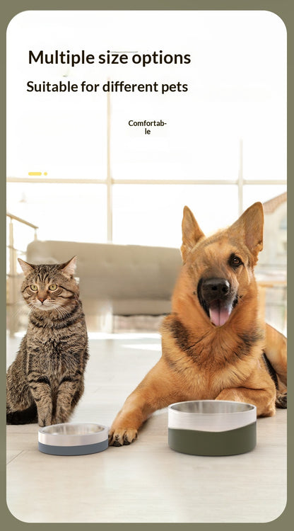 304 Stainless Steel Pet Bowl Cat Dog Drinking Feeding Non-Slip Anti-Tip Double Layer Stainless Steel Dog Bowl Cat Bowl