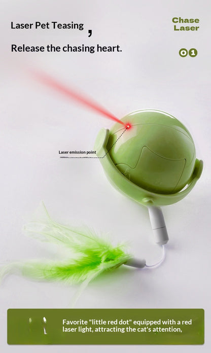 [ Pet_Rolling Ball] Cat Toy Electric Energy-Consuming Self-Entertainment Laser Pointer Teaser Wand