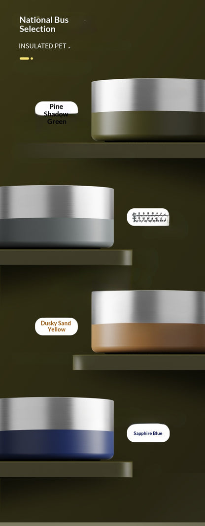 304 Stainless Steel Pet Bowl Cat Dog Drinking Feeding Non-Slip Anti-Tip Double Layer Stainless Steel Dog Bowl Cat Bowl