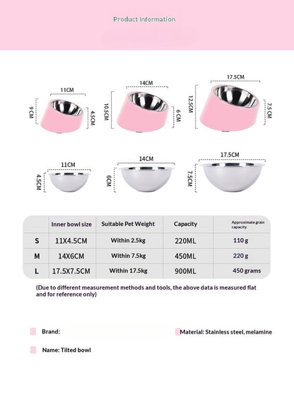Tilt Dog Bowl Cat Bowl Pet Supplies Stainless Steel Double Layer Dog Bowl Cat Bowl Dog Cat Food Bowl Dog Pet Bowl