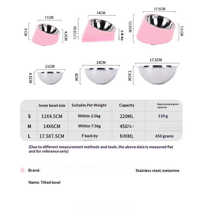Tilt Dog Bowl Cat Bowl Pet Supplies Stainless Steel Double Layer Dog Bowl Cat Bowl Dog Cat Food Bowl Dog Pet Bowl