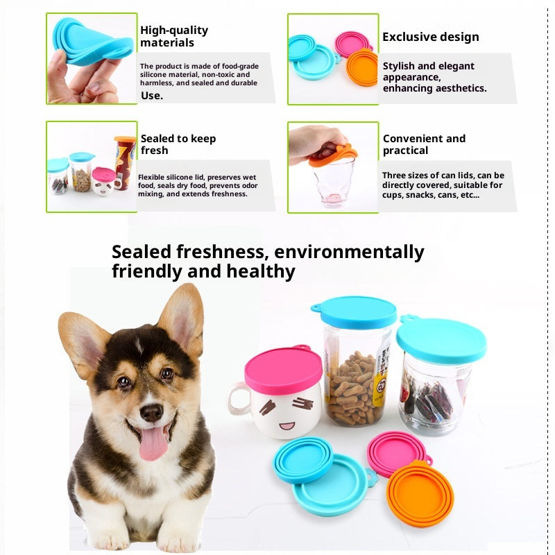 Pet Can Lid Sealing Fresh-keeping Silicone Lid Cat Dog Pet Supplies Dog Cat Wet Food Sealing Lid