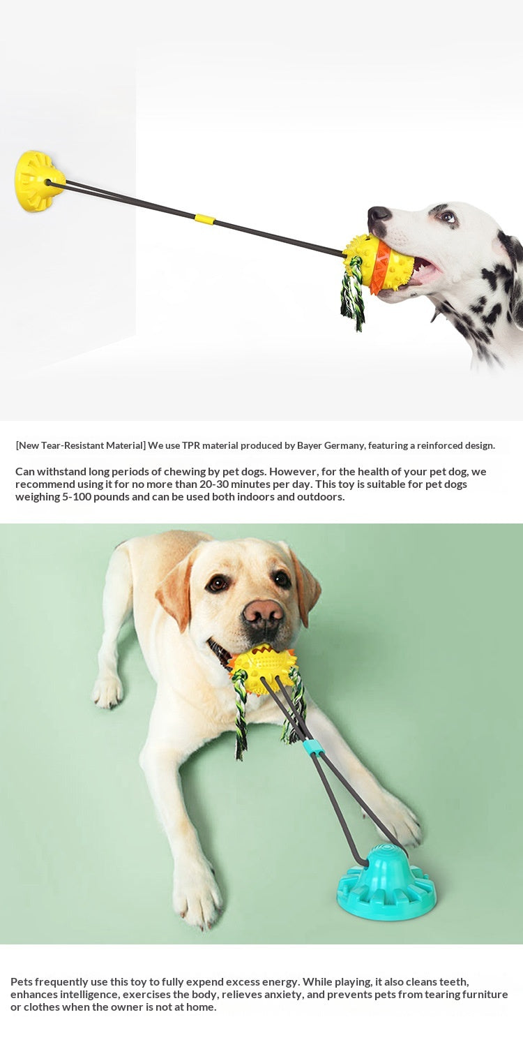 Pet Supplies Manufacturer Wholesale Rope Bell Food Dispensing Ball Tug-of-War Dog Toy Chew Suction Cup Sound Food Dispensing Ball