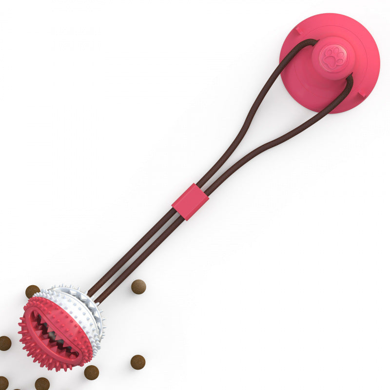 Pet Supplies Manufacturer Wholesale Rope Bell Food Dispensing Ball Tug-of-War Dog Toy Chew Suction Cup Sound Food Dispensing Ball