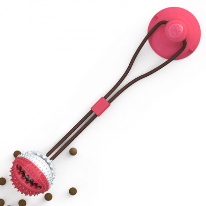 Pet Supplies Manufacturer Wholesale Rope Bell Food Dispensing Ball Tug-of-War Dog Toy Chew Suction Cup Sound Food Dispensing Ball