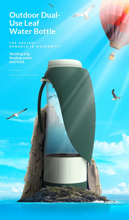 Dog Outdoor Drinking Cup Pet Supplies Outdoor Water Bottle Dog Walking Dual-Purpose Food Bottle Silicone Leaf Water Feeding Bottle