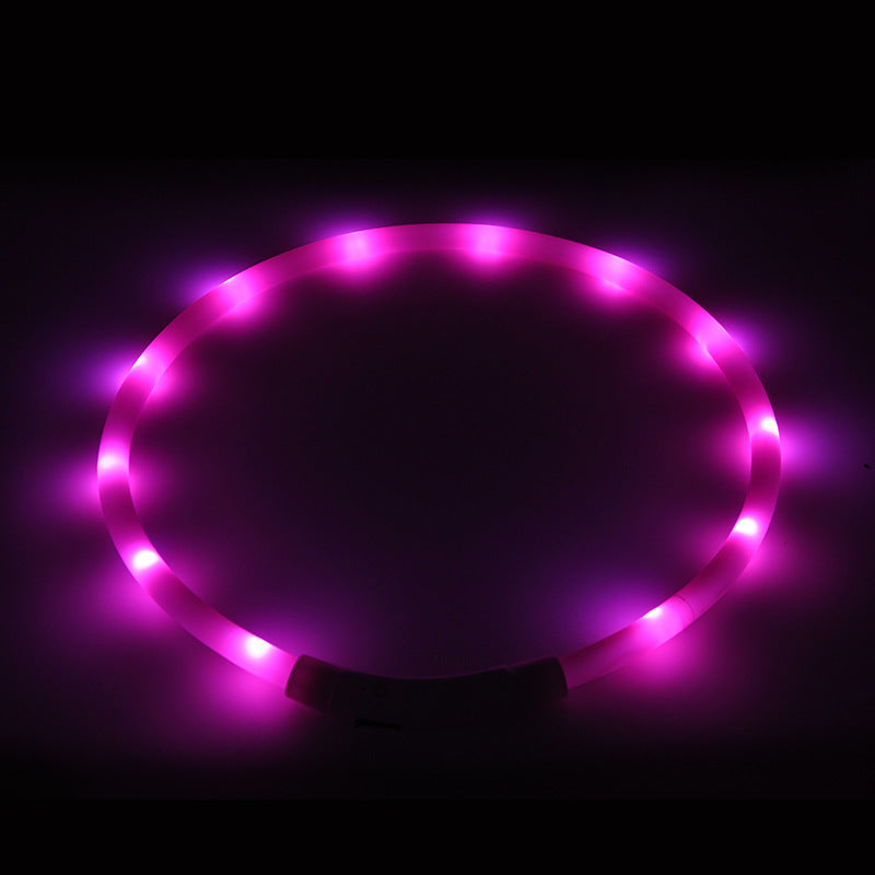 LED Light-Up Pet Collar Dog Leash Light-Up Collar USB Rechargeable Teddy Golden Retriever Dog Night Light Collar Flashing Neckband Pet Collar