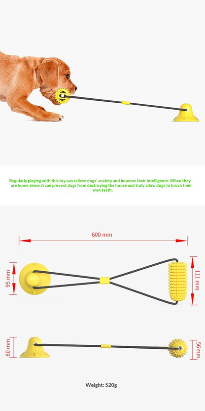 Pet Supplies Manufacturer Wholesale Rope Bell Food Dispensing Ball Tug-of-War Dog Toy Chew Suction Cup Sound Food Dispensing Ball