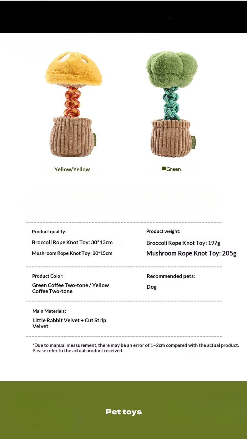 Pet Dog Toy Durable Chew Rope Knot Toy Sound-Making Boredom-Relief Artifact Creative Vegetable Dog Toy