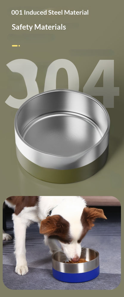 304 Stainless Steel Pet Bowl Cat Dog Drinking Feeding Non-Slip Anti-Tip Double Layer Stainless Steel Dog Bowl Cat Bowl
