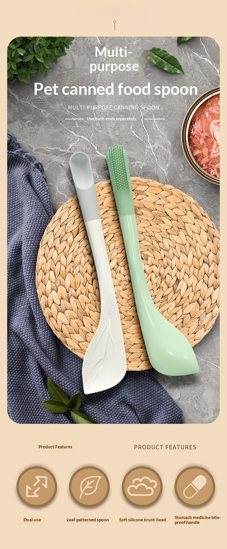 Can Spoon Dual-use Spoon Cat Dog Wet Food Snacks Nutritional Paste Dog Cat Rice Mix Medicine Feeding Pet Supplies