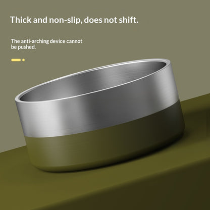 304 Stainless Steel Pet Bowl Cat Dog Drinking Feeding Non-Slip Anti-Tip Double Layer Stainless Steel Dog Bowl Cat Bowl