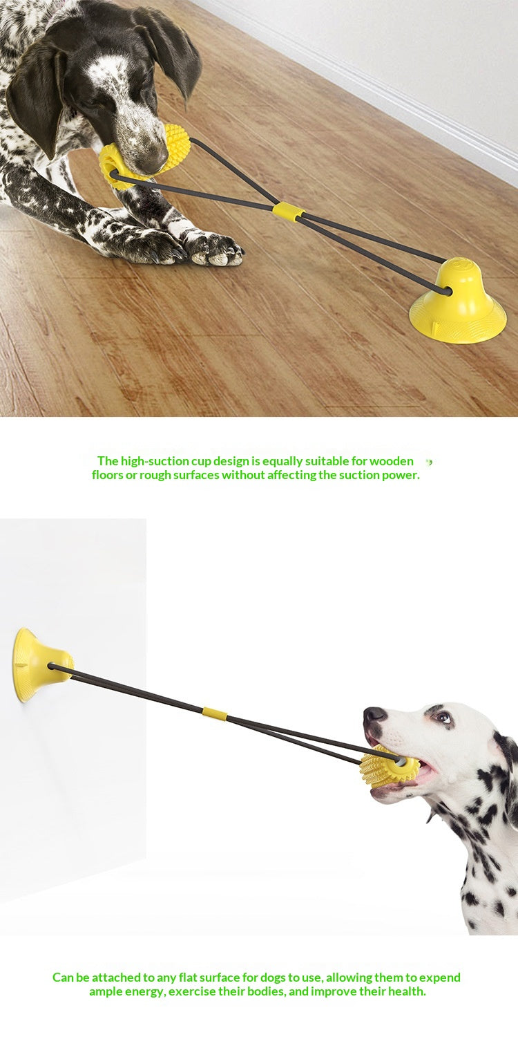 Pet Supplies Manufacturer Wholesale Rope Bell Food Dispensing Ball Tug-of-War Dog Toy Chew Suction Cup Sound Food Dispensing Ball