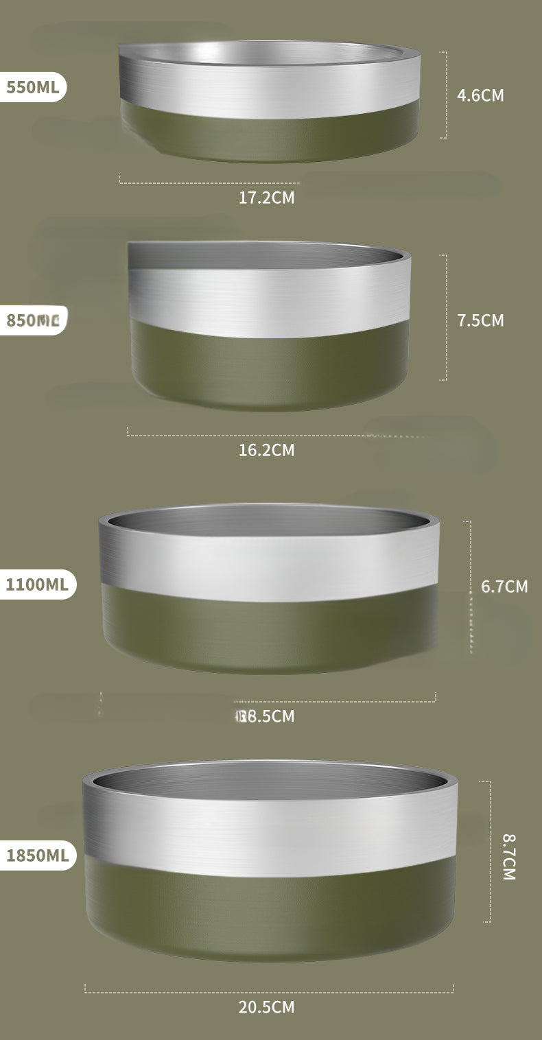 304 Stainless Steel Pet Bowl Cat Dog Drinking Feeding Non-Slip Anti-Tip Double Layer Stainless Steel Dog Bowl Cat Bowl