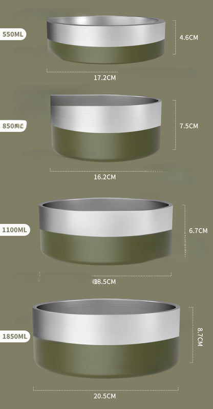 304 Stainless Steel Pet Bowl Cat Dog Drinking Feeding Non-Slip Anti-Tip Double Layer Stainless Steel Dog Bowl Cat Bowl