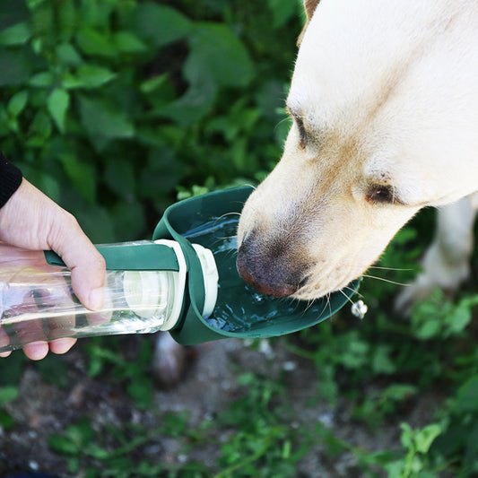 Dog Outdoor Drinking Cup Pet Supplies Outdoor Water Bottle Dog Walking Dual-Purpose Food Bottle Silicone Leaf Water Feeding Bottle
