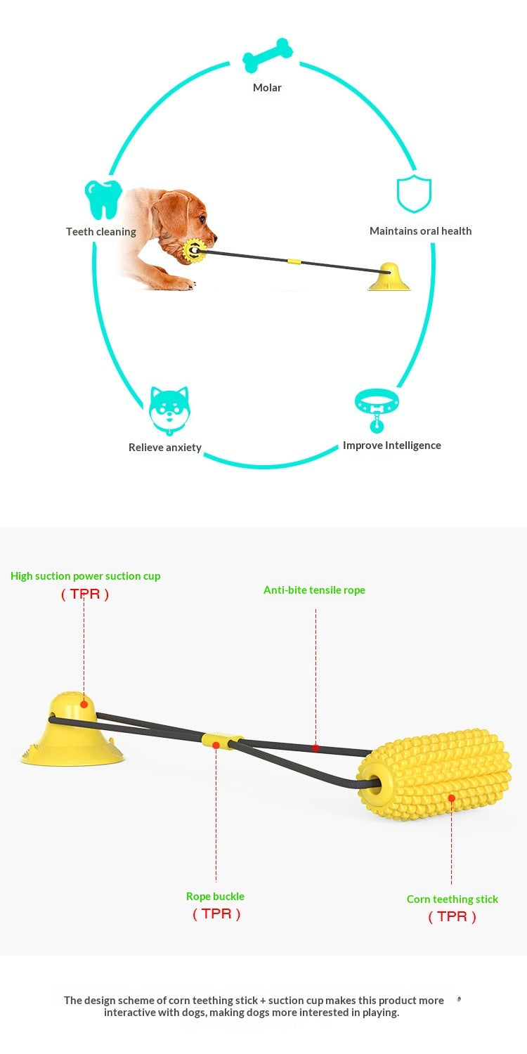 Pet Supplies Manufacturer Wholesale Rope Bell Food Dispensing Ball Tug-of-War Dog Toy Chew Suction Cup Sound Food Dispensing Ball