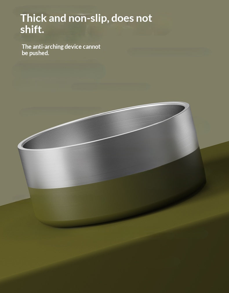 304 Stainless Steel Pet Bowl Cat Dog Drinking Feeding Non-Slip Anti-Tip Double Layer Stainless Steel Dog Bowl Cat Bowl