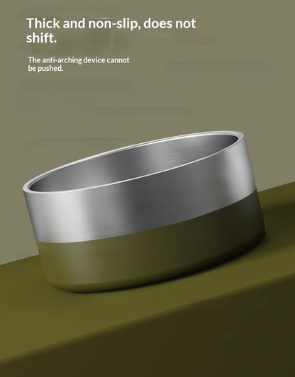 304 Stainless Steel Pet Bowl Cat Dog Drinking Feeding Non-Slip Anti-Tip Double Layer Stainless Steel Dog Bowl Cat Bowl