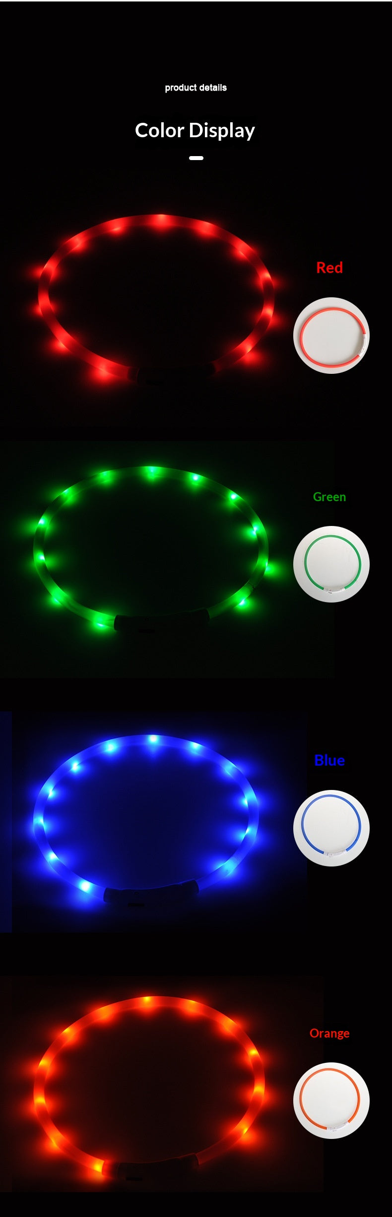 LED Light-Up Pet Collar Dog Leash Light-Up Collar USB Rechargeable Teddy Golden Retriever Dog Night Light Collar Flashing Neckband Pet Collar